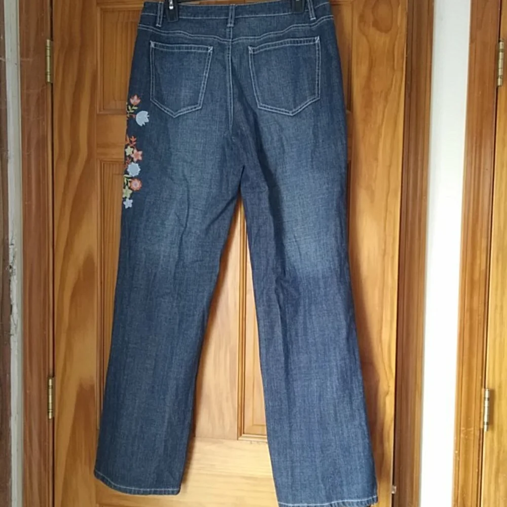 Talbots Embroidered Applique Stretch Jeans - Picture 6 of 9